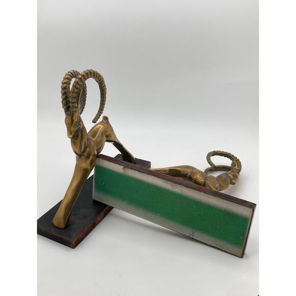 Brass Ibex Bookends – Mid-Century Modern Hollywood Regency Pair - Picture 5 of 7